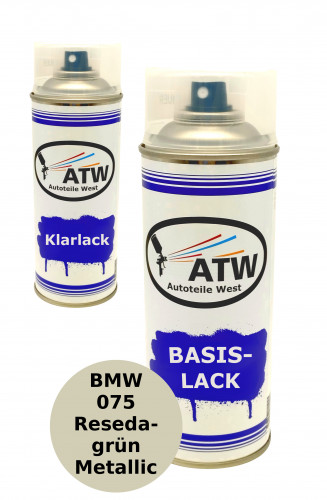 Autolack für BMW 075 Resedagrün Metallic +400ml Klarlack Set